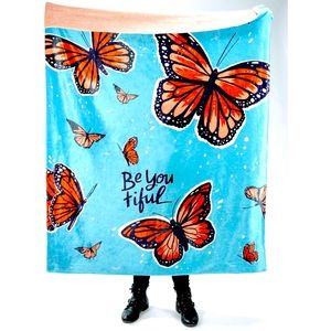 Inspirational MONARCH BUTTERFLIES on BE YOU TIFUL Plush Flannel Blankets Throws